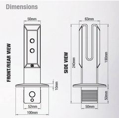 Square Composite Pool Fence  Spigot -2 Pack (Inc Cover Rings)
