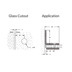 Frameless shower glass BRACKET SQUARE GLASS TO WALL 90 Degrees - Chrome