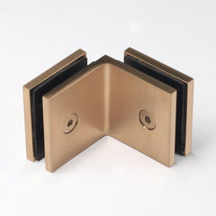 Frameless shower glass BRACKET SQUARE GLASS TO GLASS 90 Degrees - Brushed Brass