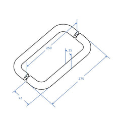 HANDLE ROUND D 275X25 250MM CTC - Chrome