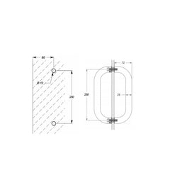 HANDLE ROUND D 275X25 250MM CTC - Chrome