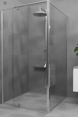 Polished Silver Aluminium Adjustable Semi-Frameless Shower Screen - 6 mm glass - Choice of sizes. - Image 1