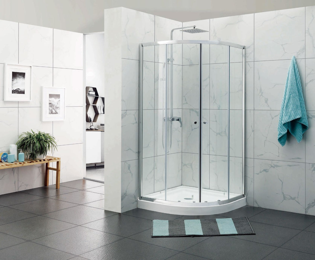 Curved Glass Semi-Frameless Shower Screen with Sliding Doors