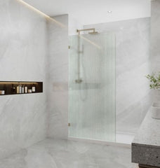 Fluted Shower Screen Fixed Panel with Radius Corner / Curved Corner, Narrow reed glass.