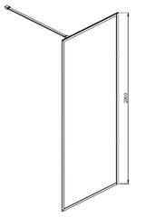 Framed Clear Glass Shower Screen Panel with Support Bar - Black or Light Gold