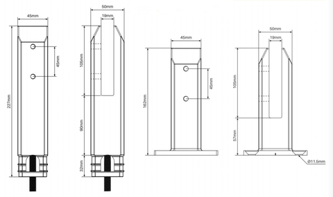 Base Plate Pool Fence Spigot, Bolt Down, Duplex Stainless Steel, with domical cover