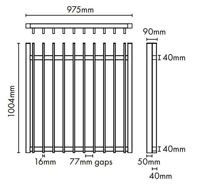 Aluminium Blade Gate - GATE - 975Wx1000H - Black