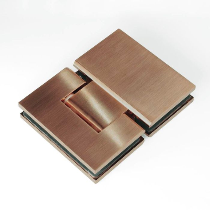 Frameless Glass Wall to Wall Shower Screen Door and Hinge Panel - 2000mm high, 10mm Toughened Glass - Brushed Rose Gold (Copper)