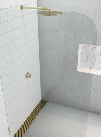 Glass Shower Screen Fixed Panels - Walk-in shower panel with radius corner