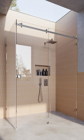 Chrome 10mm Frameless Sliding Shower Screen, Highest Quality, Up to 1940mm wide, Polished Silver - Bracket Fit