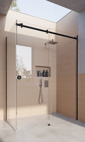 Matt Black 10mm Frameless Sliding Shower Screen, Highest Quality, Up to 1940mm wide - Channel Fit