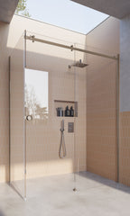 Brushed Nickel 10mm Frameless Sliding Shower Screen, Highest Quality, Up to 1940mm wide - Channel Fit