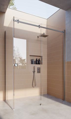 Chrome 10mm Frameless Sliding Shower Screen, Highest Quality, Up to 1940mm wide, Polished Silver - Extended Channel Fit