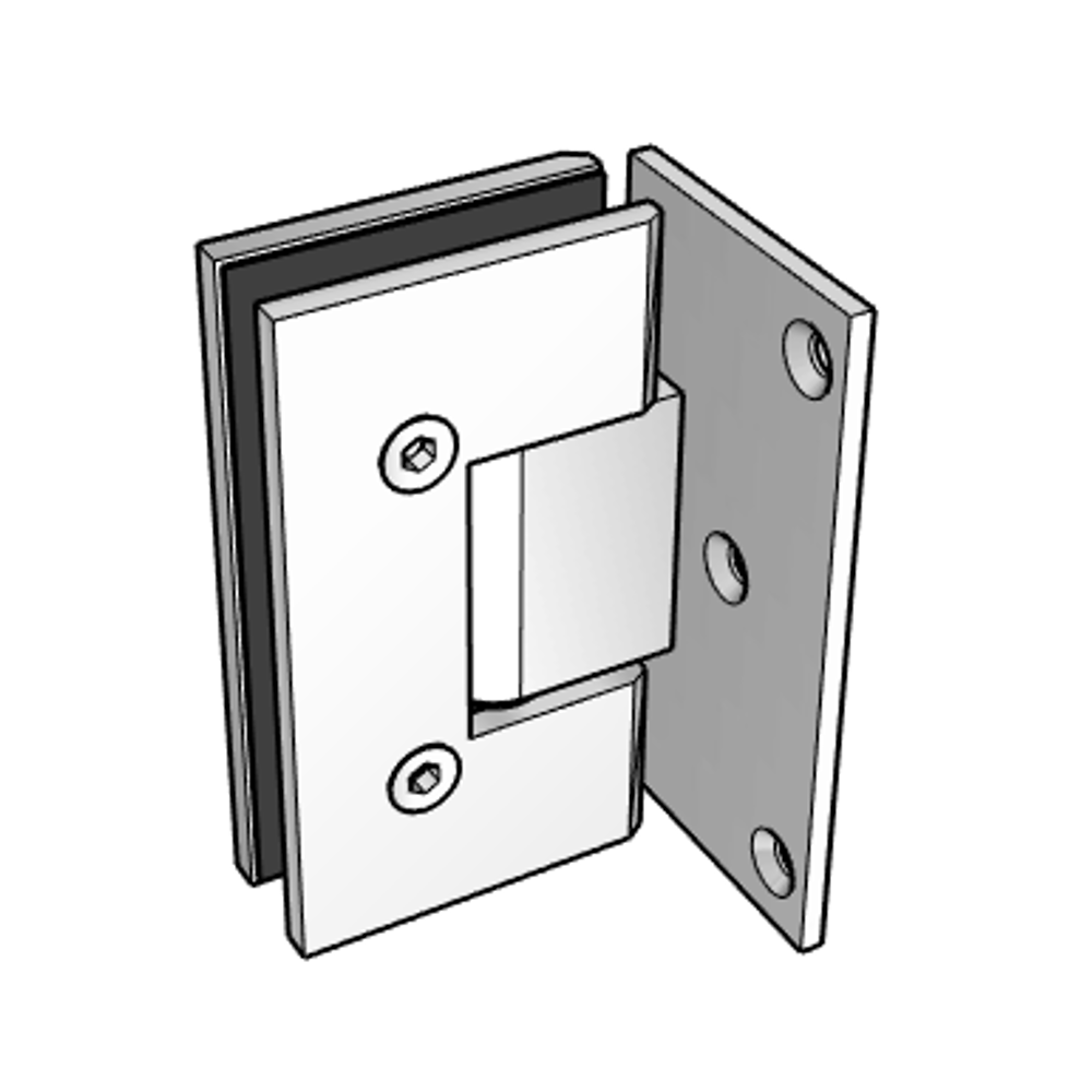 FORGE SHOWER HINGE - HEAVY DUTY - GLASS TO WALL - L-SHAPE - 90 Degrees - BRUSHED GUNMETAL