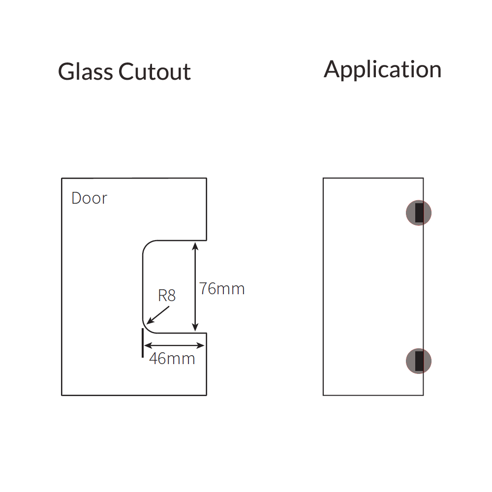 FORGE SHOWER HINGE - HEAVY DUTY - GLASS TO WALL - L-SHAPE - 90 Degrees - BRUSHED GUNMETAL