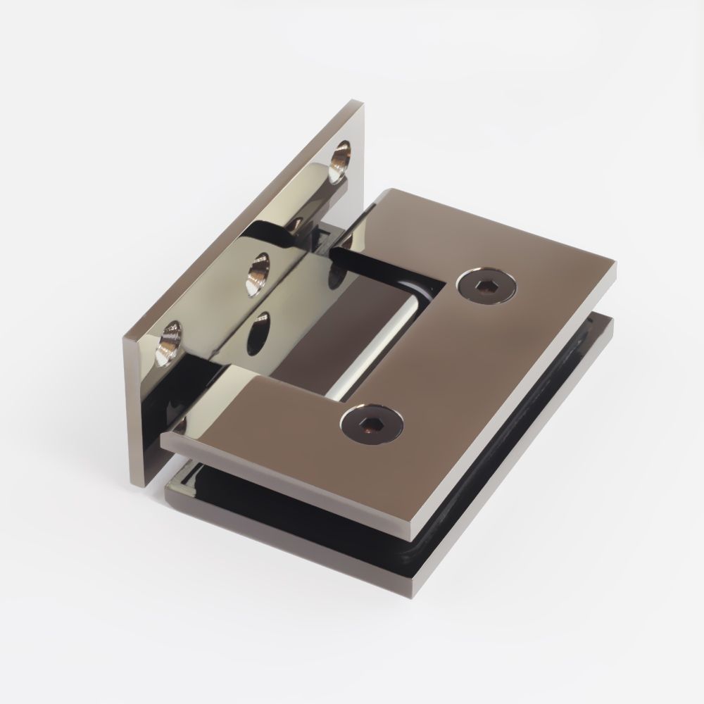 FORGE BLACK SHOWER HINGE GLASS TO WALL - L-SHAPE - 90 Degrees - 10mm Glass - POLISHED GUNMETAL