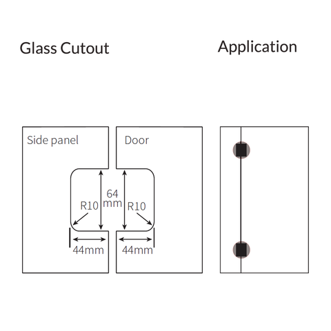 FORGE SHOWER HINGE GLASS TO GLASS 180 DEGREE  10mm glass - Brushed Nickel