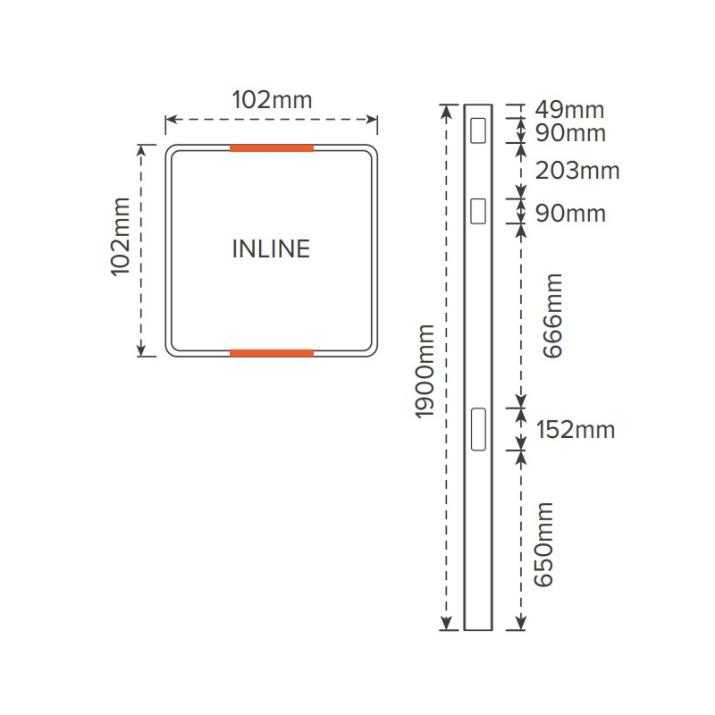 BRIDGEHAMPTON PVC INLINE POST - 102 x 102 x 1900mm, 7 Year Warranty