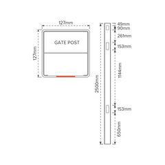 EAST HAMPTON PVC GATE POST - 127 x 127 x 2500mm, 7 Year Warranty