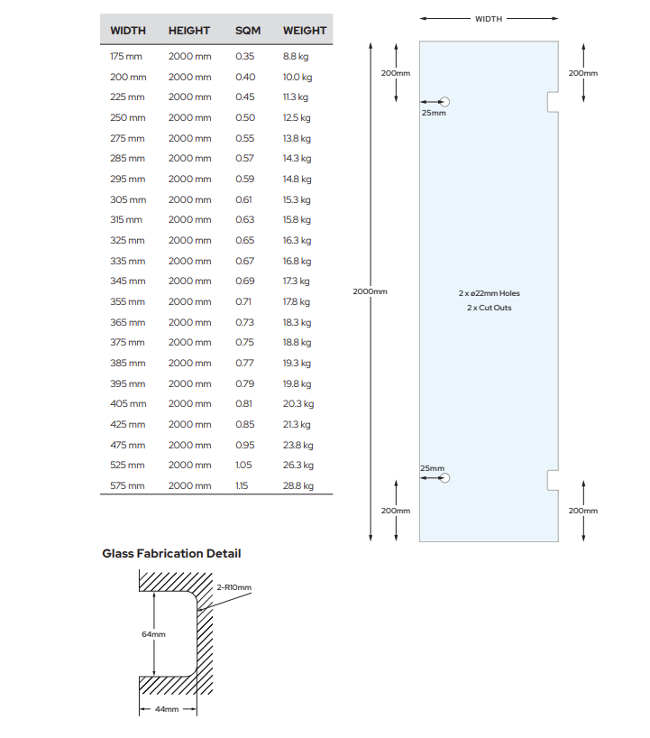 Chrome - Frameless Glass Corner Shower Screen  - 2000mm high, 10mm Toughened Glass