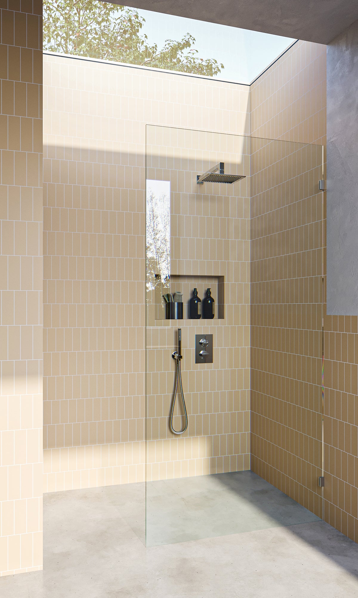 Chrome Fixed Frameless Shower Screen Panel with Wall Brackets