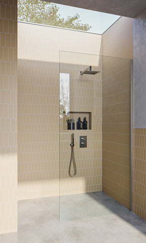 Chrome Fixed Frameless Shower Screen Panel with Dry Glaze U Channels