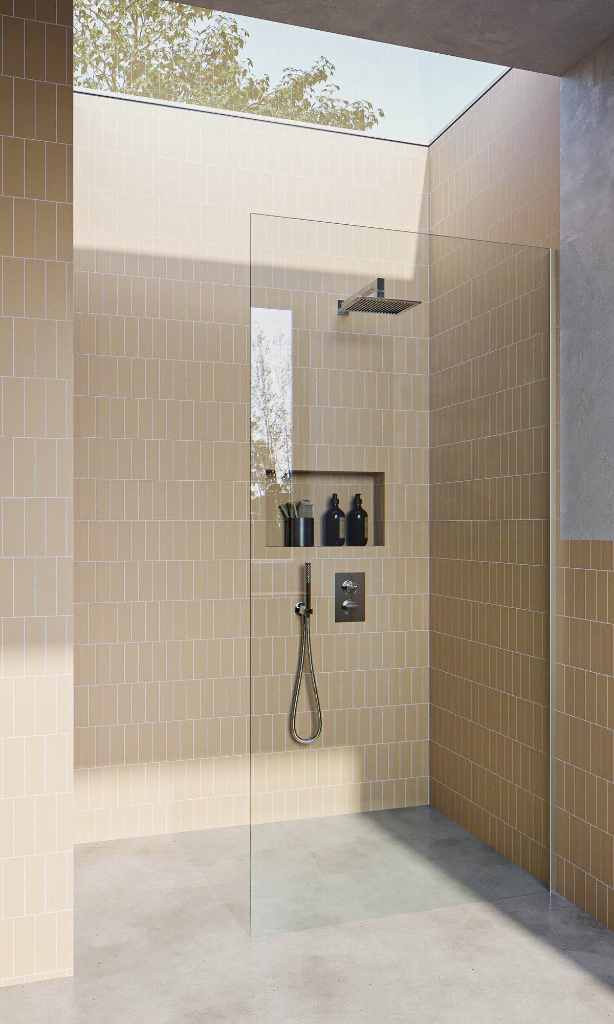 Brushed Nickel Fixed Frameless Shower Screen Panel with Dry Glaze U Channels