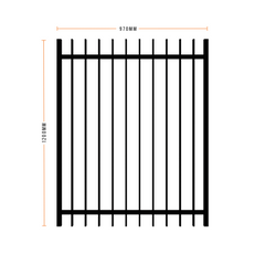 Byron Gate - Designer Aluminium Pool Fence Panel with 50x10mm Blade - 970 x 1200mm
