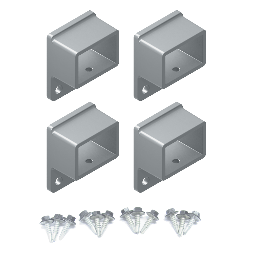 HOMESAFE Flat Top Pool Fencing Brackets - 38 x 25mm Fence Bracket - Raked - Silver