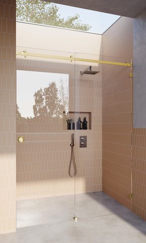 Brushed Brass / Satin gold 10mm Frameless Sliding Shower Screen, Highest Quality, Up to 1940mm wide,