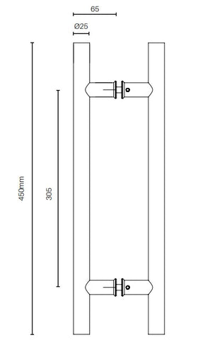 NORSK Double Pull Handle - BLACK or SATIN, 450mm long