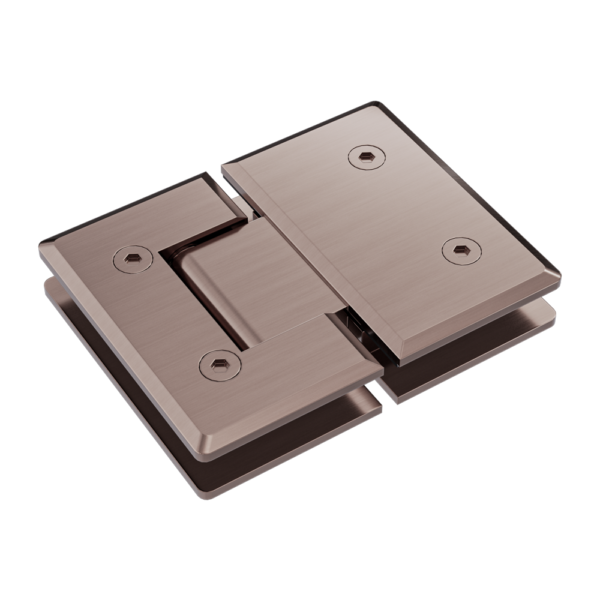 FORGE SHOWER HINGE GLASS TO GLASS 180 Degrees for 10mm Glass - BRUSHED BRONZE