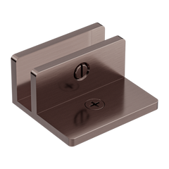 Frameless shower glass U BRACKET SQUARE WITH HORIZONTAL LEG for 10mm Glass - BRUSHED BRONZE