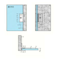 Frameless shower glass U BRACKET SQUARE WITH HORIZONTAL LEG for 10mm Glass - BRUSHED BRONZE