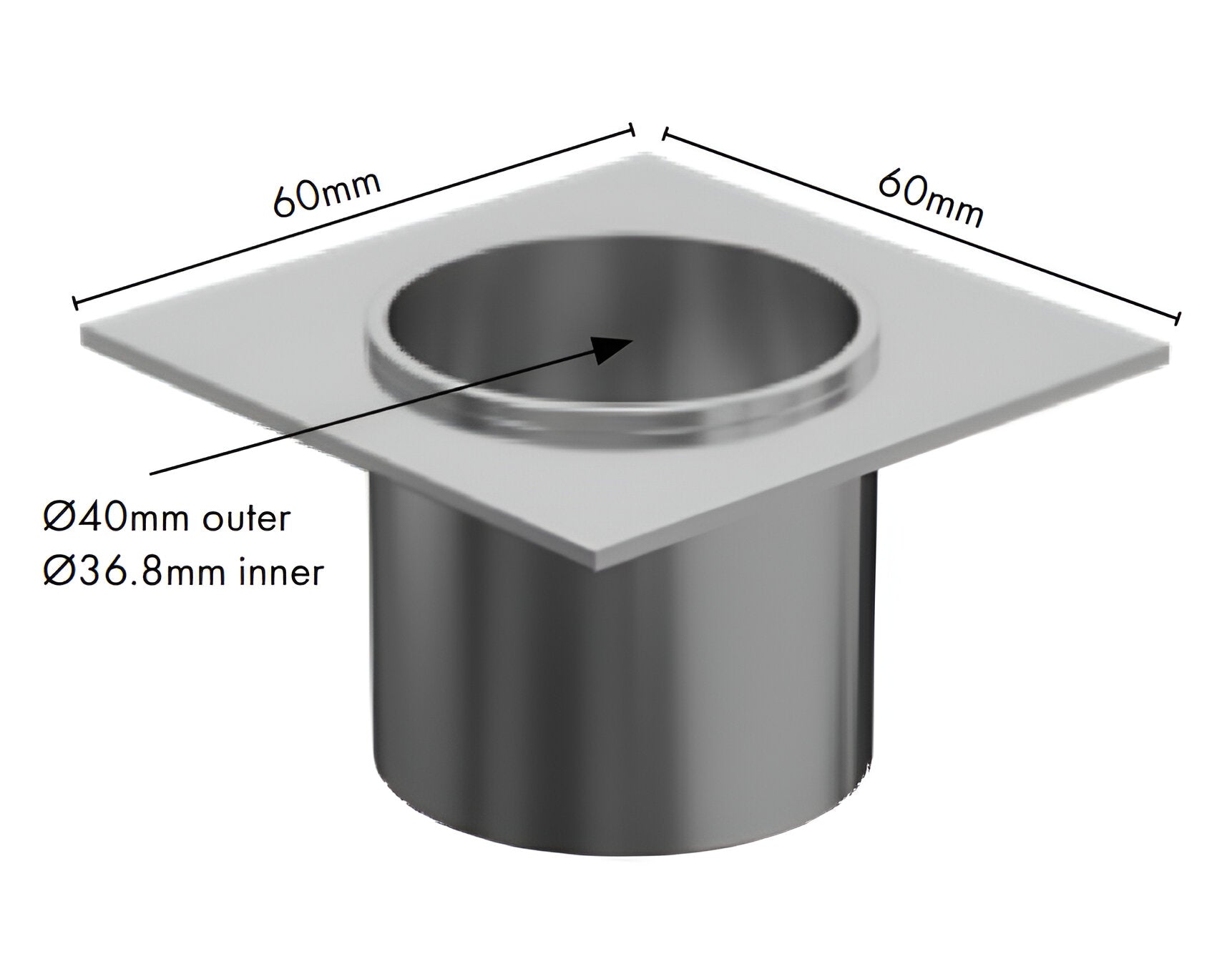 Aluminium - Drain Outlet - 40mm Diameter - Brushed Satin Silver
