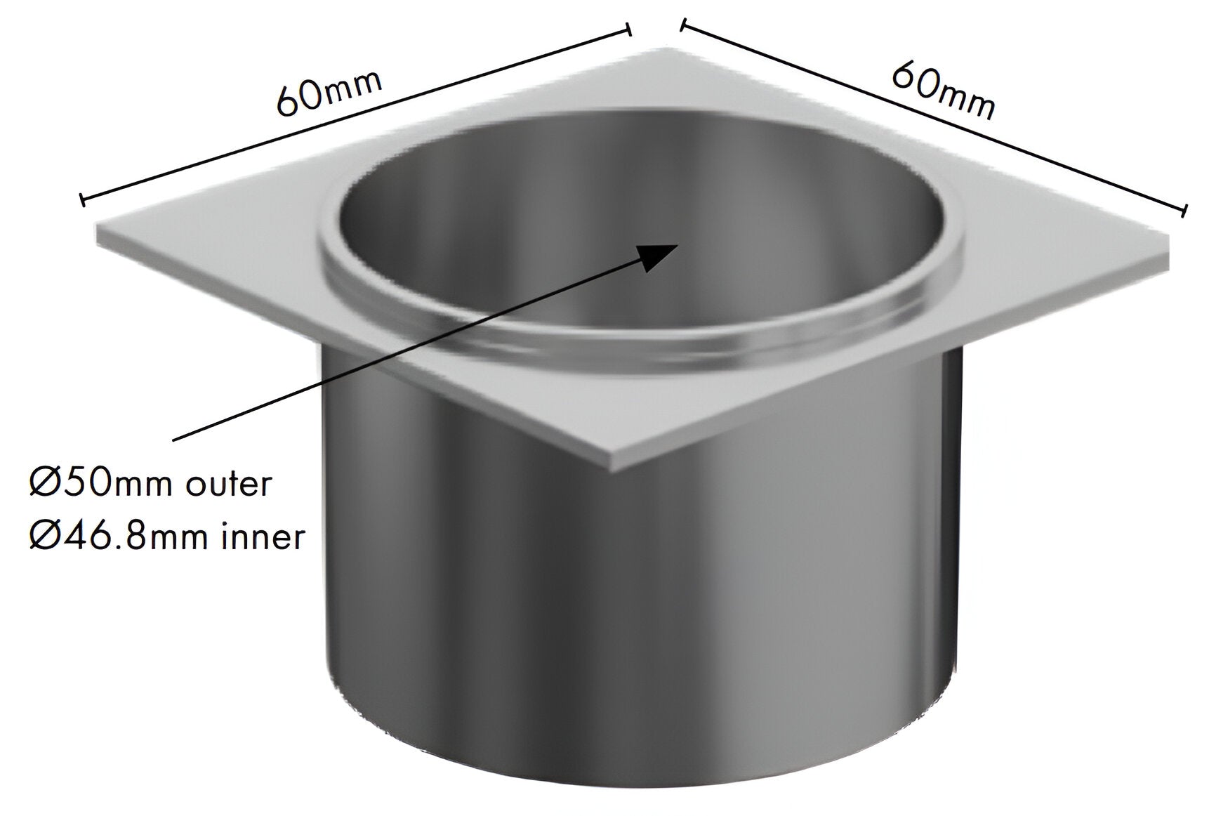 Aluminium - Drain Outlet - 50mm Diameter - Black