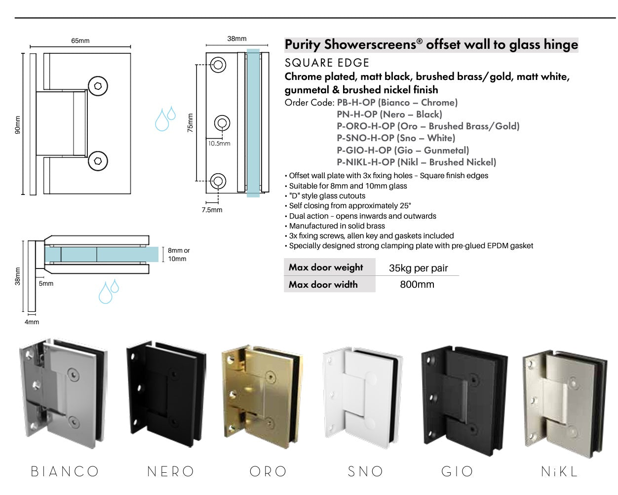 Brushed Nickel Frameless Wall to Wall Shower Screen with wall brackets