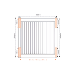SOUTHAMPTON PVC 1800mm W x 1800mm H GATE, 7 year Warranty
