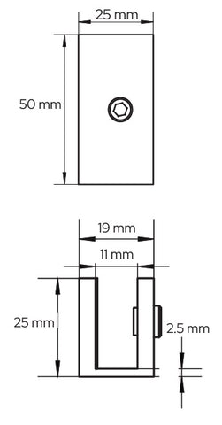 Perth - Frameless Shower Screen Wall Bracket, Square No Drill Clamp for 10 mm Glass - Brushed Nickel