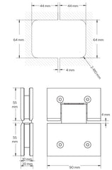 Adjustable Glass to Glass Shower Door Hinge Perth Series Glass-to-Glass 180 Degrees Hinge - Brushed Nickel