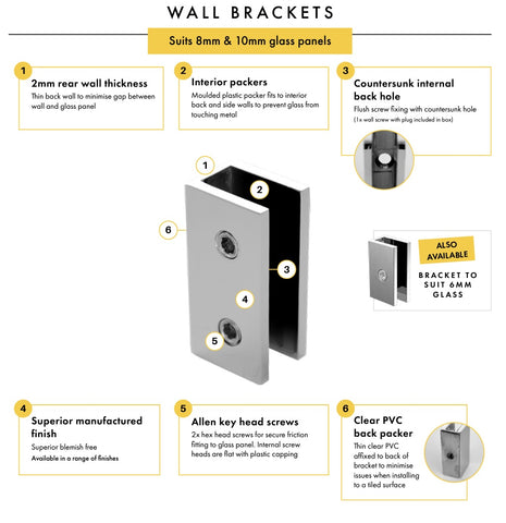 Chrome Frameless Corner Shower Screen with wall brackets