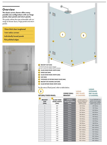 Brushed Brass / Satin Gold Frameless Corner Shower Screen with  Dry Glaze U Channels