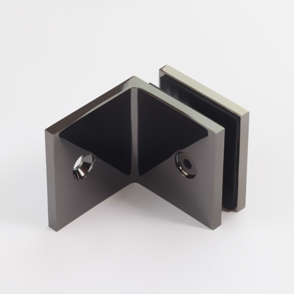 FORGE SHOWER SCREEN SQUARE BRACKET - GLASS TO WALL - 90 Degrees - POLISHED GUNMETAL