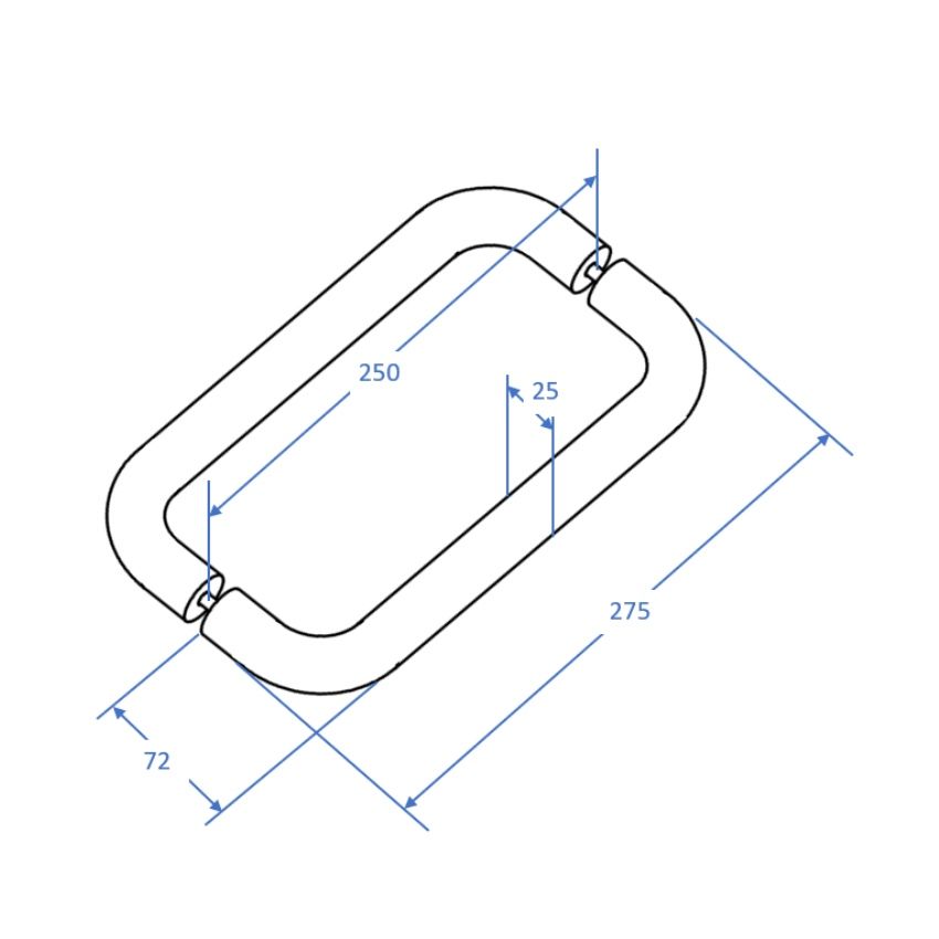 HANDLE ROUND D - 275X25 - 250MM CTC - BRUSHED GUNMETAL