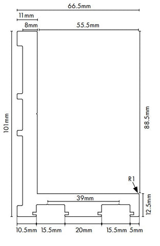 VISOR Balustrade - Aluminium Face Mount 'L' profile - 4000mm Long