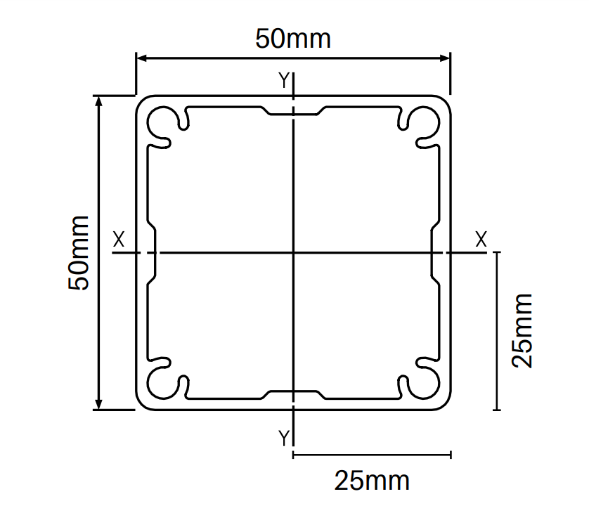 50 x 50mm Aluminium Post - 2400mm - Heavy Duty - Monument