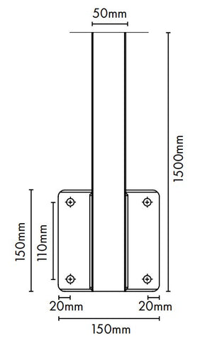 Heavy Duty Face Mount Post - 1500mm Height