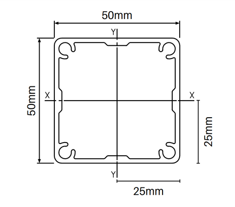 50 x 50mm Aluminium Post - 2400mm - Heavy Duty