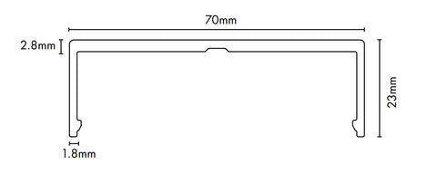 VISOR Balustrade - Aluminium Rectangular Handrail - 6100mm Long