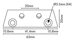 VISOR Balustrade - Aluminium 63x20mm Wall/Post Bracket